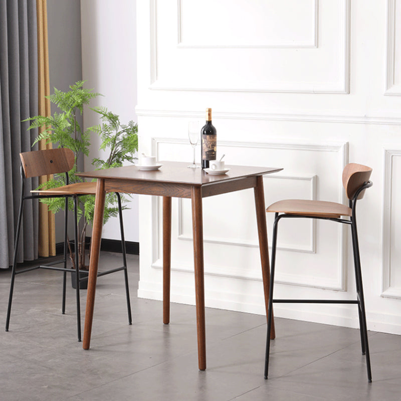 Dos bas metal intérieur tabouret de bar industriel tabouret noir noir avec siège en bois 1 morceau