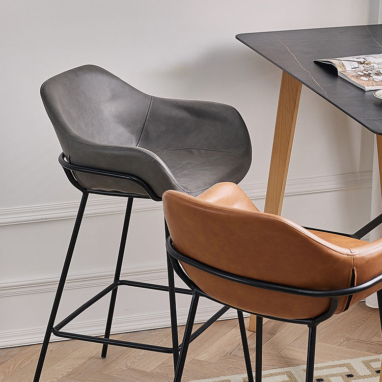 1Pcs Industrial Style Counter Stool Iron Upholstered Bristol Bar Stool with Bucket Seat