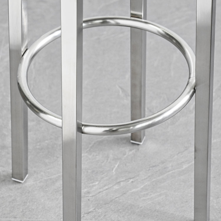 Tabouret de bar sans dossier brillant en acier inoxydable brossé, tabouret haut industriel d'intérieur, 1 pièce