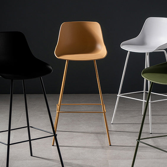 Scandinavian Metal Plastic Counter Stools Low Back Indoor Bar Stool with Bucket Seat