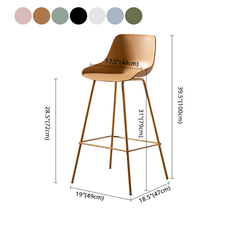 Scandinavian Metal Plastic Counter Stools Low Back Indoor Bar Stool with Bucket Seat
