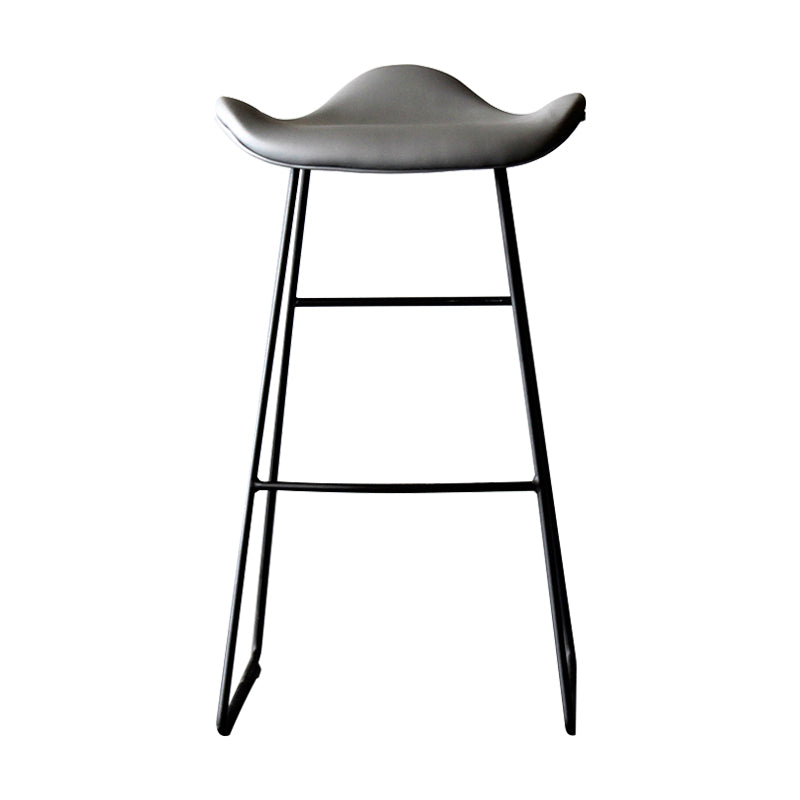 Black PU Leather Barstools Industrial Low Back Bristol Counter Stool with Saddle Seat