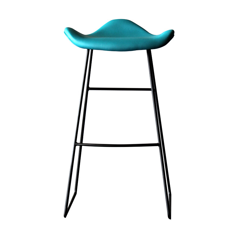 Black PU Leather Barstools Industrial Low Back Bristol Counter Stool with Saddle Seat