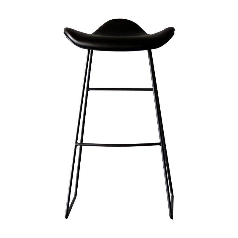 Black PU Leather Barstools Industrial Low Back Bristol Counter Stool with Saddle Seat
