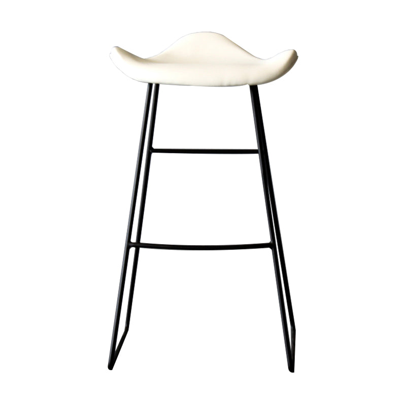 Black PU Leather Barstools Industrial Low Back Bristol Counter Stool with Saddle Seat
