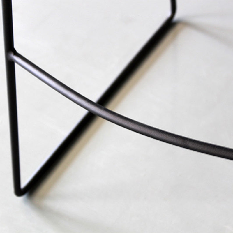 Black PU Leather Barstools Industrial Low Back Bristol Counter Stool with Saddle Seat