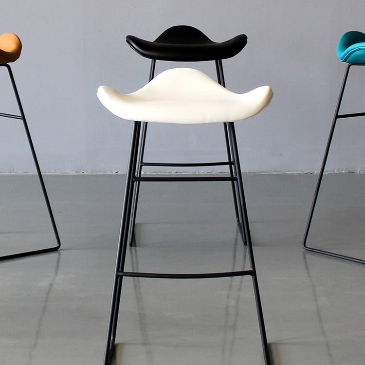 Black PU Leather Barstools Industrial Low Back Bristol Counter Stool with Saddle Seat