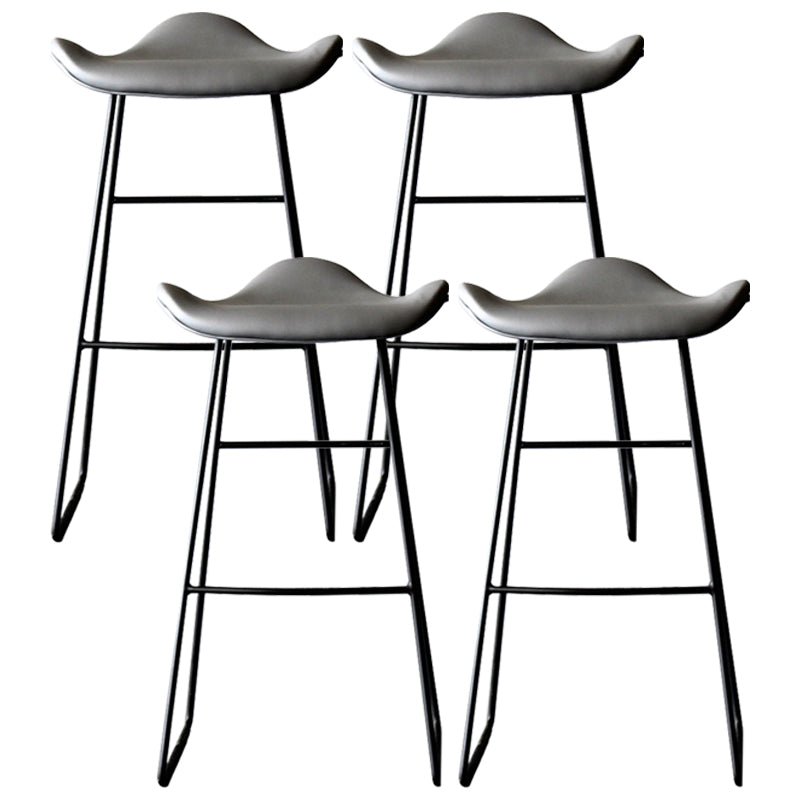 Black PU Leather Barstools Industrial Low Back Bristol Counter Stool with Saddle Seat