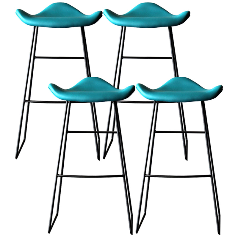 Black PU Leather Barstools Industrial Low Back Bristol Counter Stool with Saddle Seat