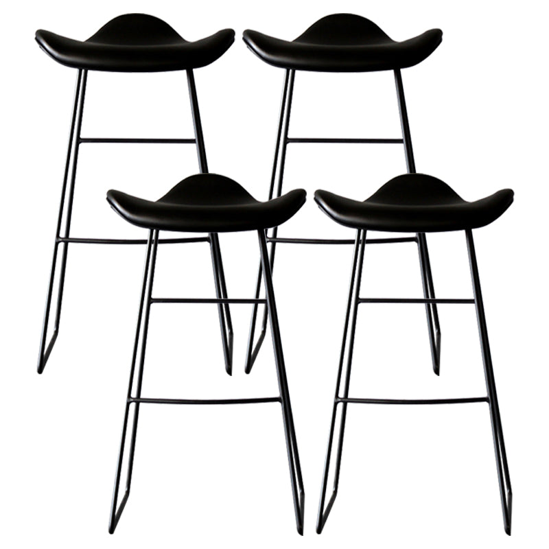 Black PU Leather Barstools Industrial Low Back Bristol Counter Stool with Saddle Seat