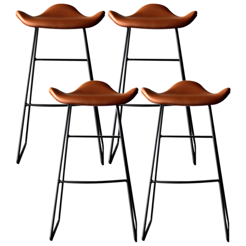 Black PU Leather Barstools Industrial Low Back Bristol Counter Stool with Saddle Seat
