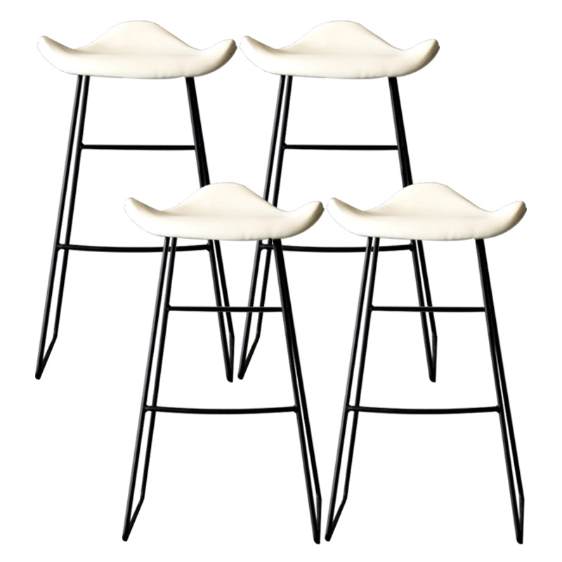 Black PU Leather Barstools Industrial Low Back Bristol Counter Stool with Saddle Seat