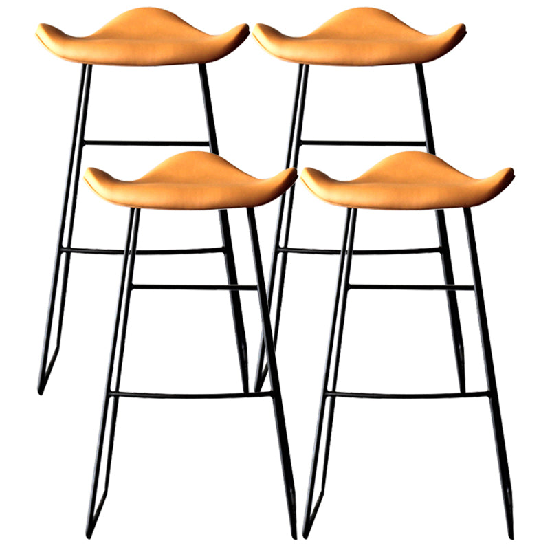 Black PU Leather Barstools Industrial Low Back Bristol Counter Stool with Saddle Seat