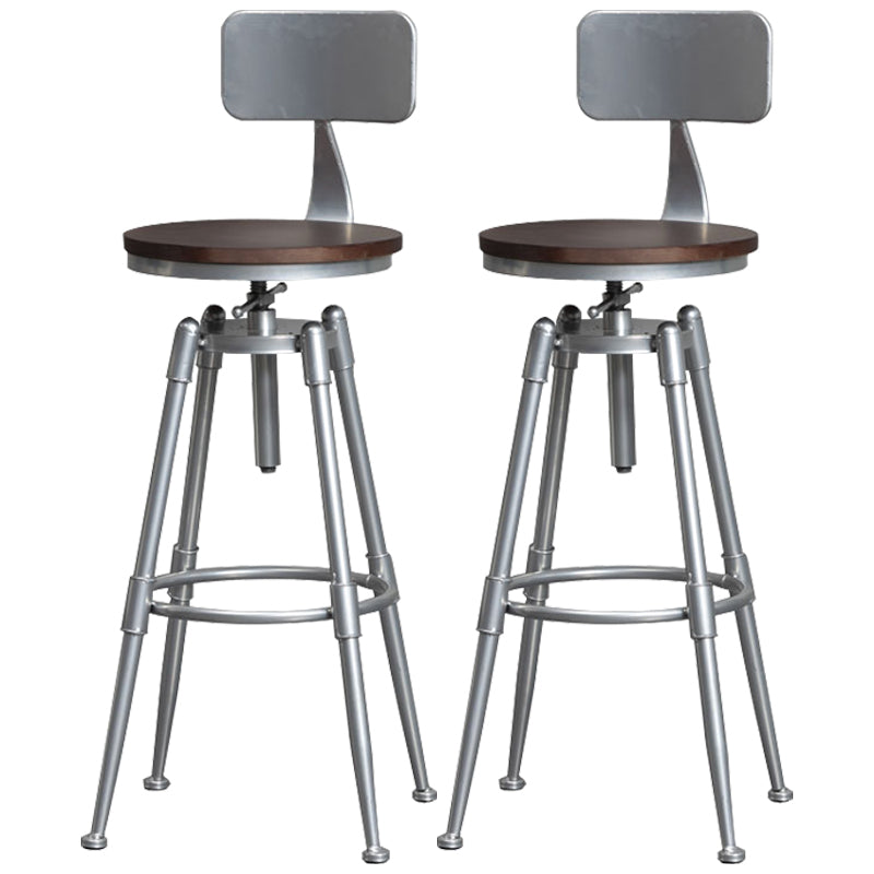 Industrial Iron Verstellbarer Schwenkbarpool Hallhocker mit runden Kiefernsitz