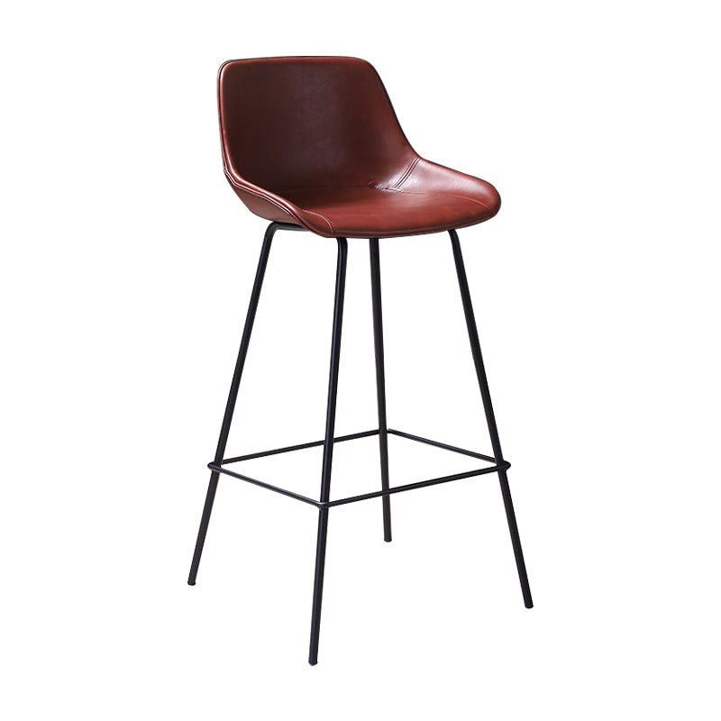 Industrial Leather Distressed Barstool Black Living Room Bar Stool with Bucket Seat