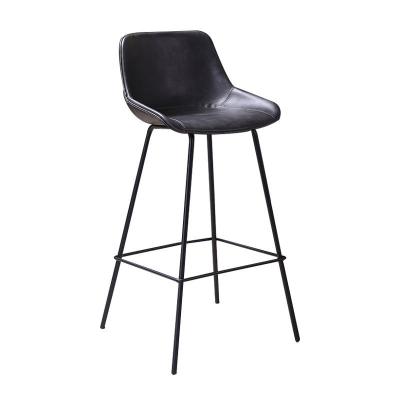 Industrial Leather Distressed Barstool Black Living Room Bar Stool with Bucket Seat