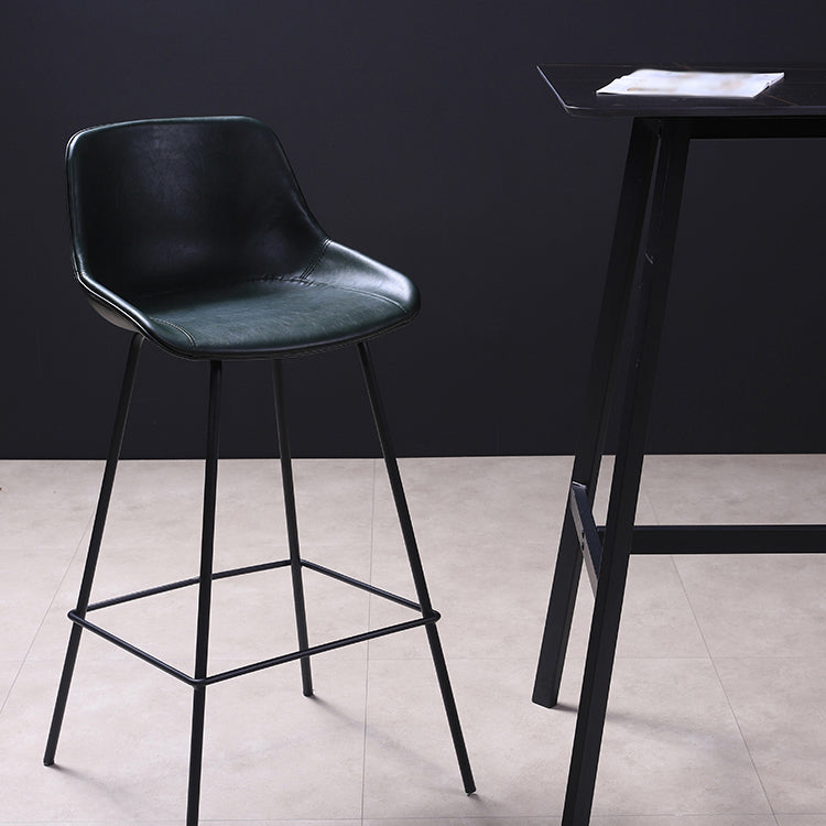 Industrial Leather Distressed Barstool Black Living Room Bar Stool with Bucket Seat