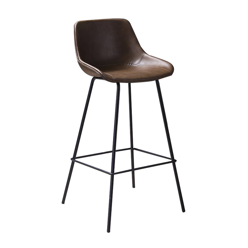 Industrial Leather Distressed Barstool Black Living Room Bar Stool with Bucket Seat