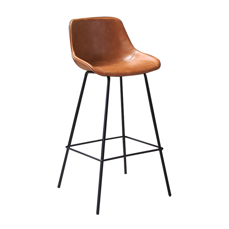 Industrial Leather Distressed Barstool Black Living Room Bar Stool with Bucket Seat