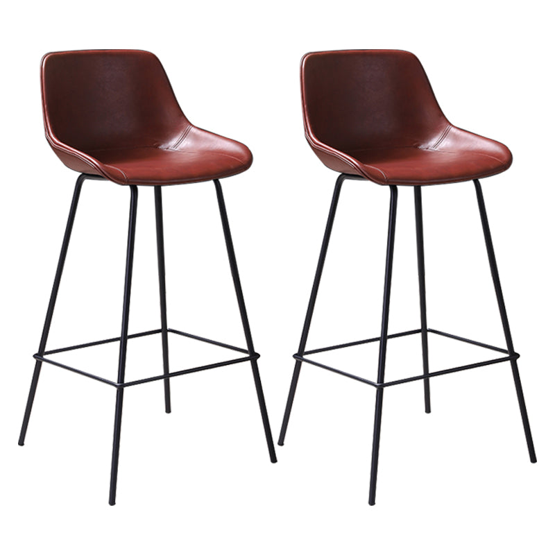 Industrial Leather Distressed Barstool Black Living Room Bar Stool with Bucket Seat