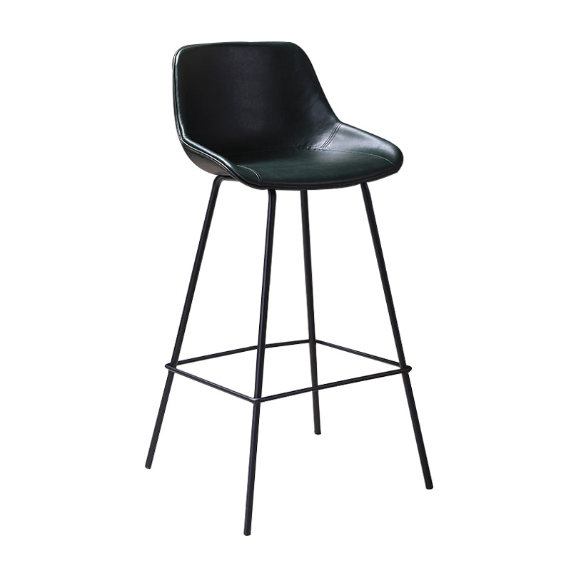 Industrial Leather Distressed Barstool Black Living Room Bar Stool with Bucket Seat