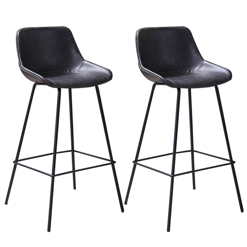 Industrial Leather Distressed Barstool Black Living Room Bar Stool with Bucket Seat
