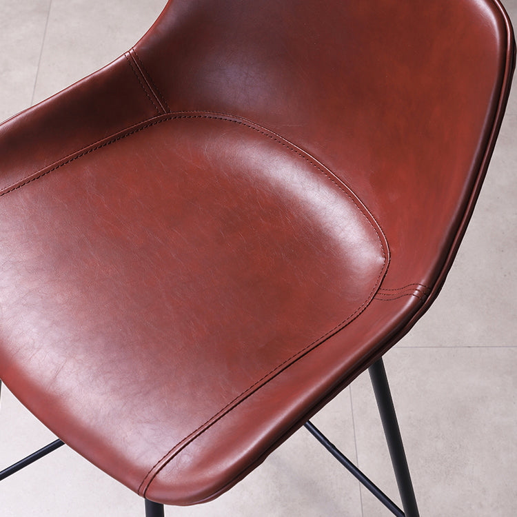 Industrial Leather Distressed Barstool Black Living Room Bar Stool with Bucket Seat