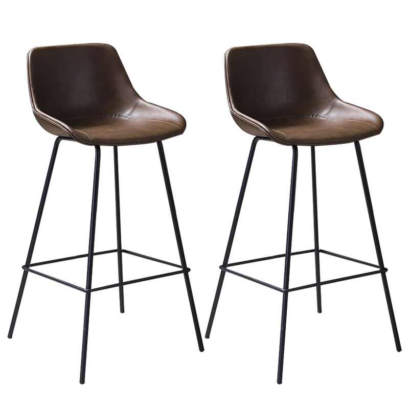 Industrial Leather Distressed Barstool Black Living Room Bar Stool with Bucket Seat