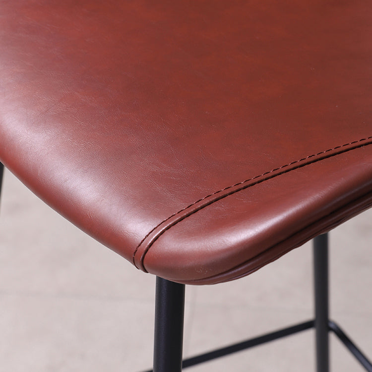 Industrial Leather Distressed Barstool Black Living Room Bar Stool with Bucket Seat