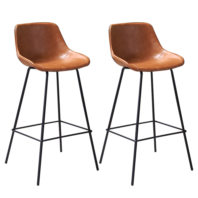 Industrial Leather Distressed Barstool Black Living Room Bar Stool with Bucket Seat
