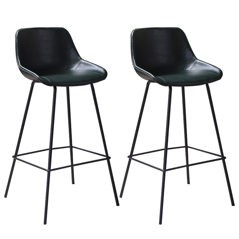 Industrial Leather Distressed Barstool Black Living Room Bar Stool with Bucket Seat