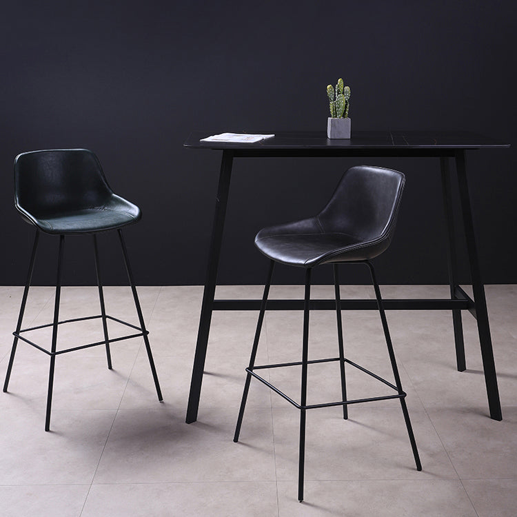 Industrial Leather Distressed Barstool Black Living Room Bar Stool with Bucket Seat