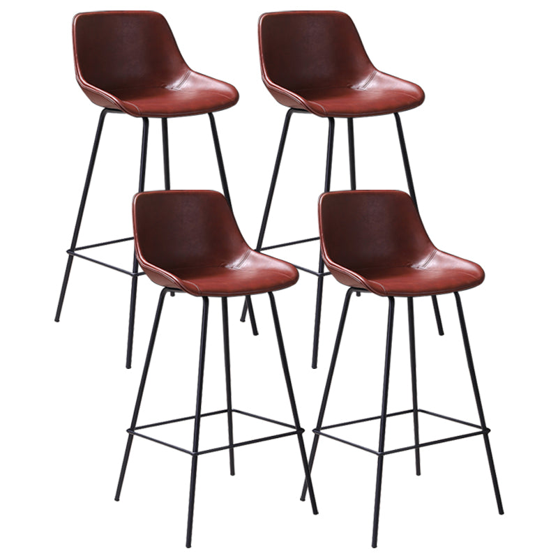 Industrial Leather Distressed Barstool Black Living Room Bar Stool with Bucket Seat