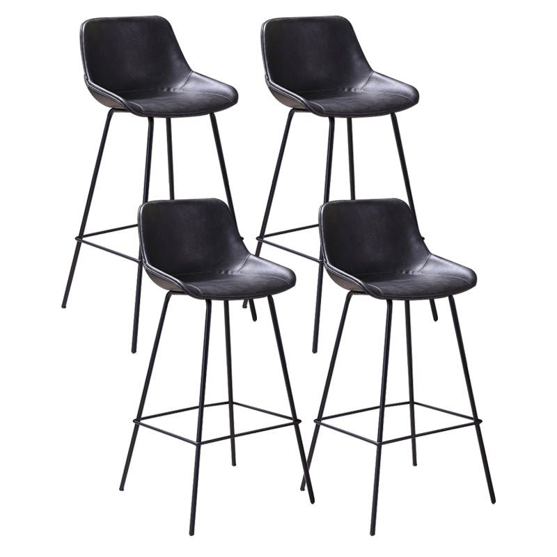 Industrial Leather Distressed Barstool Black Living Room Bar Stool with Bucket Seat