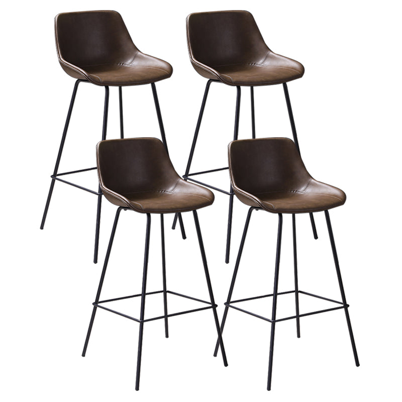 Industrial Leather Distressed Barstool Black Living Room Bar Stool with Bucket Seat