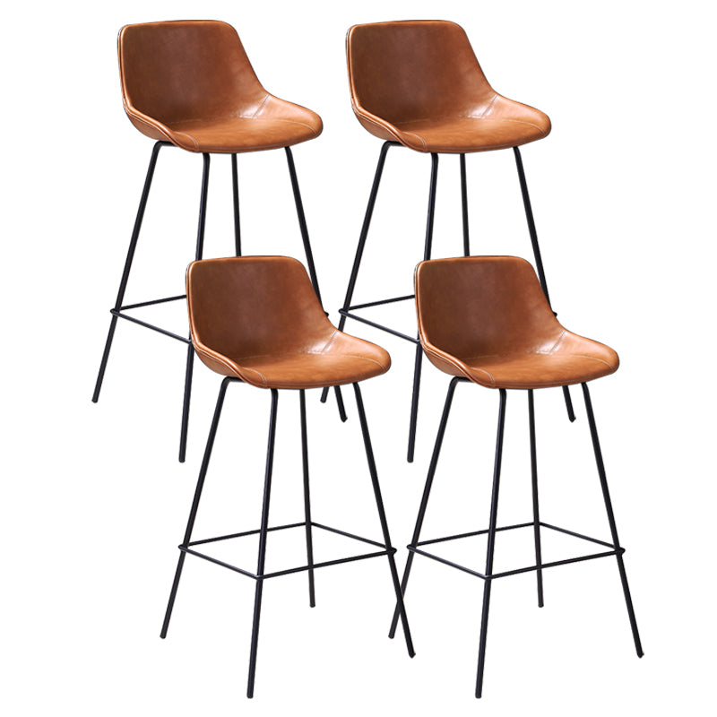 Industrial Leather Distressed Barstool Black Living Room Bar Stool with Bucket Seat