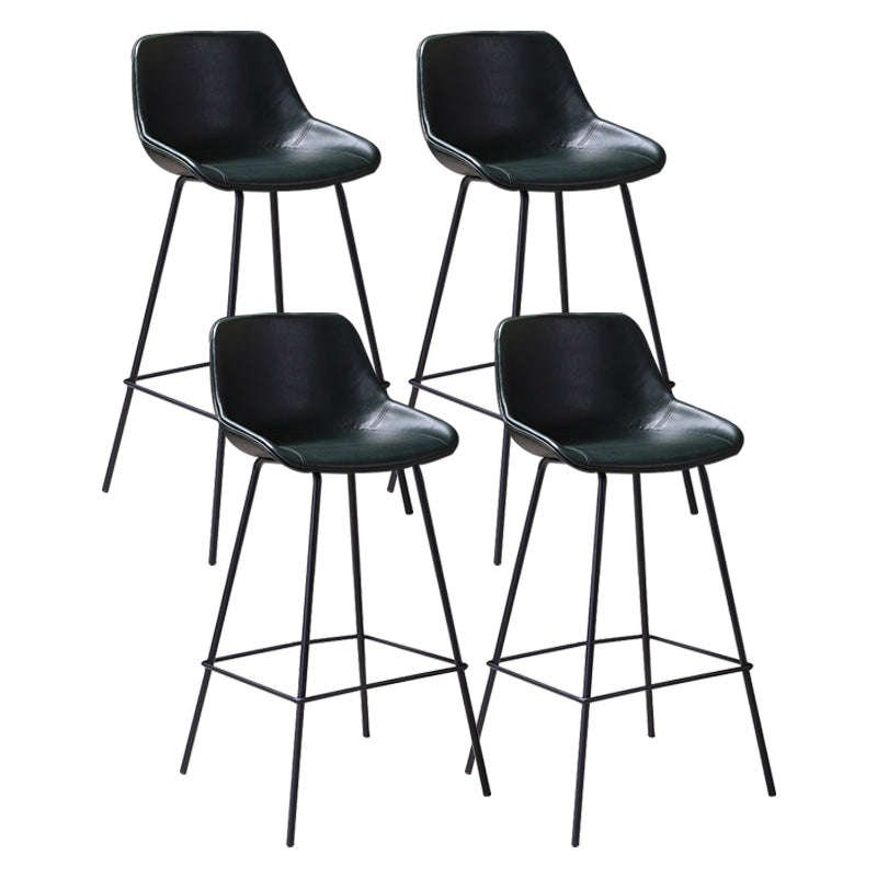 Industrial Leather Distressed Barstool Black Living Room Bar Stool with Bucket Seat