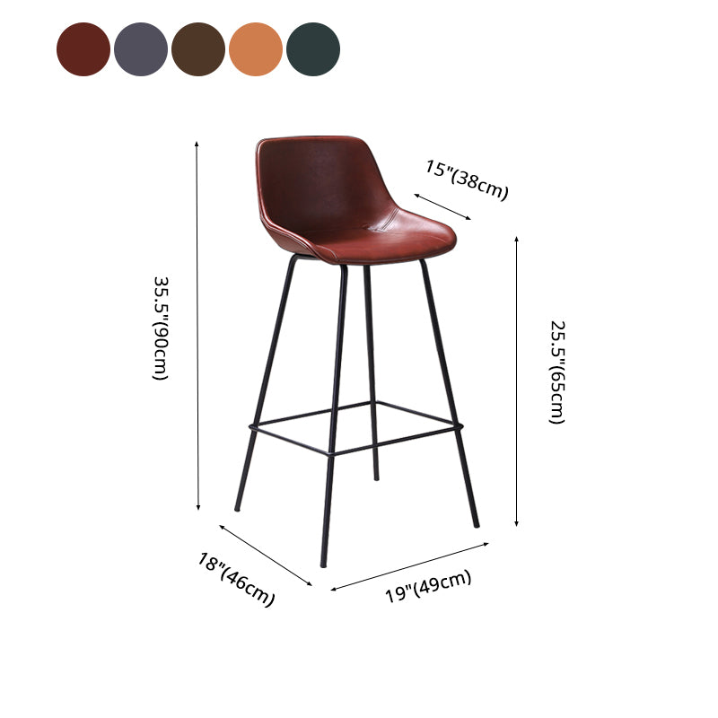 Industrial Leather Distressed Barstool Black Living Room Bar Stool with Bucket Seat