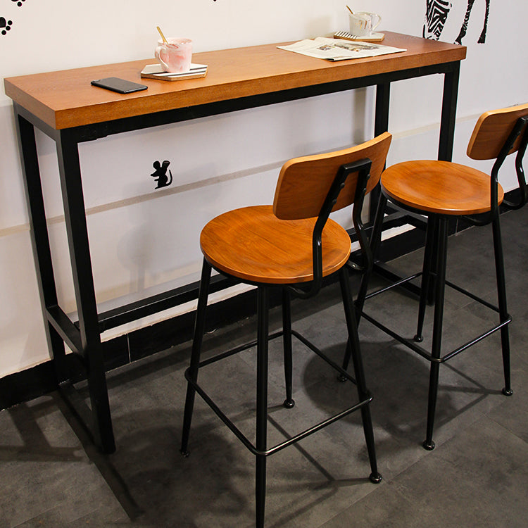 Industrielle schwarze Thekeschatzhocker Eisen Holz Bar Bristol Stühle mit rundem Sitz