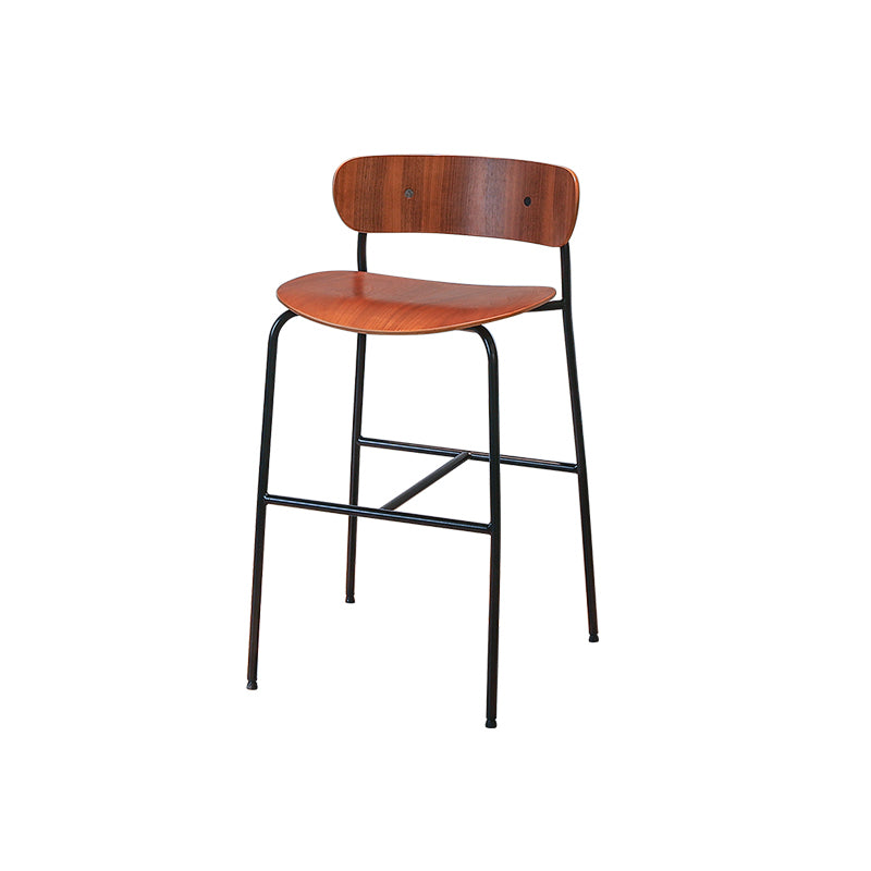 Industrial Black Counter Stool Iron Wooden Bar Bristol Stool with Low Back 1 Piece
