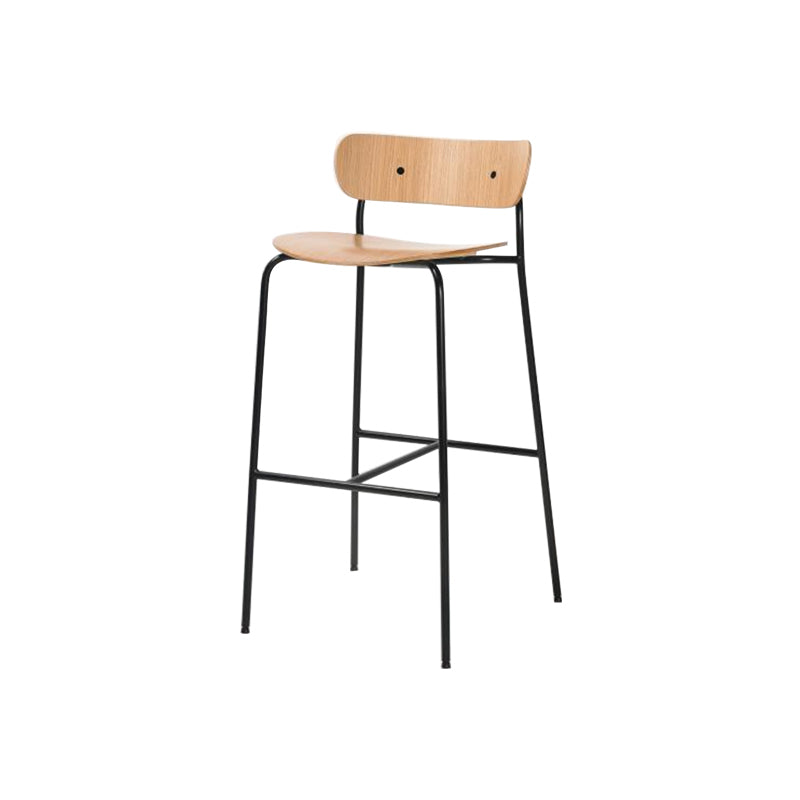 Industrial Black Counter Stool Iron Wooden Bar Bristol Stool with Low Back 1 Piece