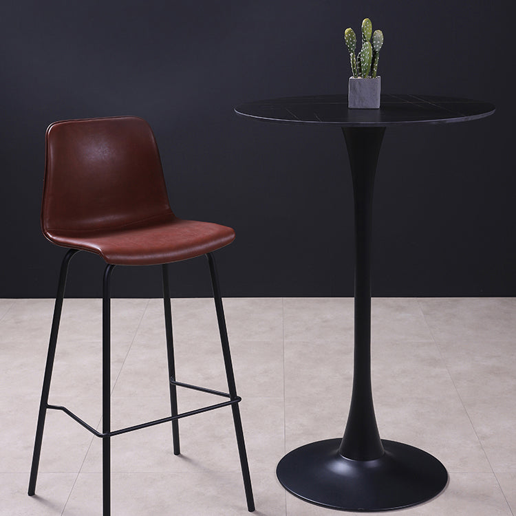 Industrial Black Metal Counter Stools Low Back Indoor Bar Stool with Bucket Seat