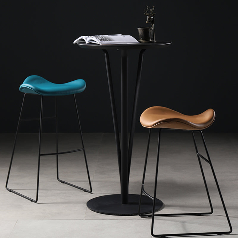 Upholstered 30" H Indoor Barstool Industrial Quilted Tall Stool with Footrest