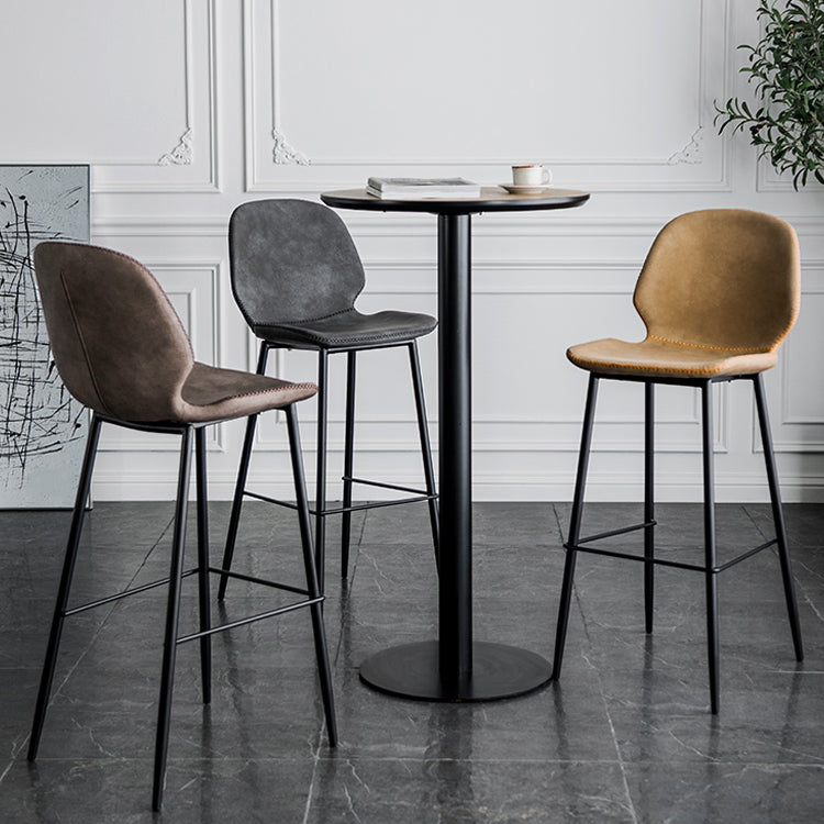 Upholstered 30" H Indoor Barstool Industrial Quilted Tall Stool with Footrest