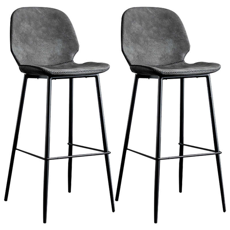 Upholstered 30" H Indoor Barstool Industrial Quilted Tall Stool with Footrest