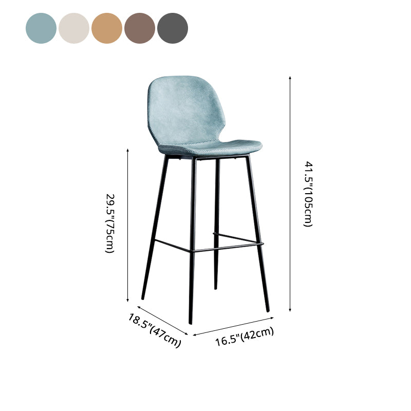 Upholstered 30" H Indoor Barstool Industrial Quilted Tall Stool with Footrest