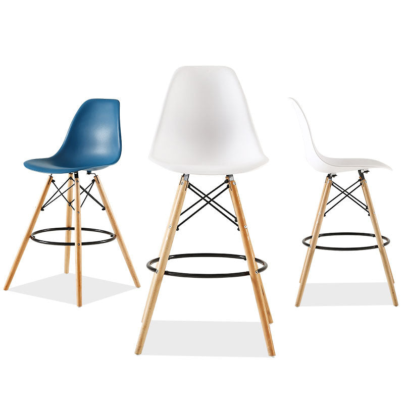 Modern Living Room Counter Stool Colorful Simple Stool with Wood Base