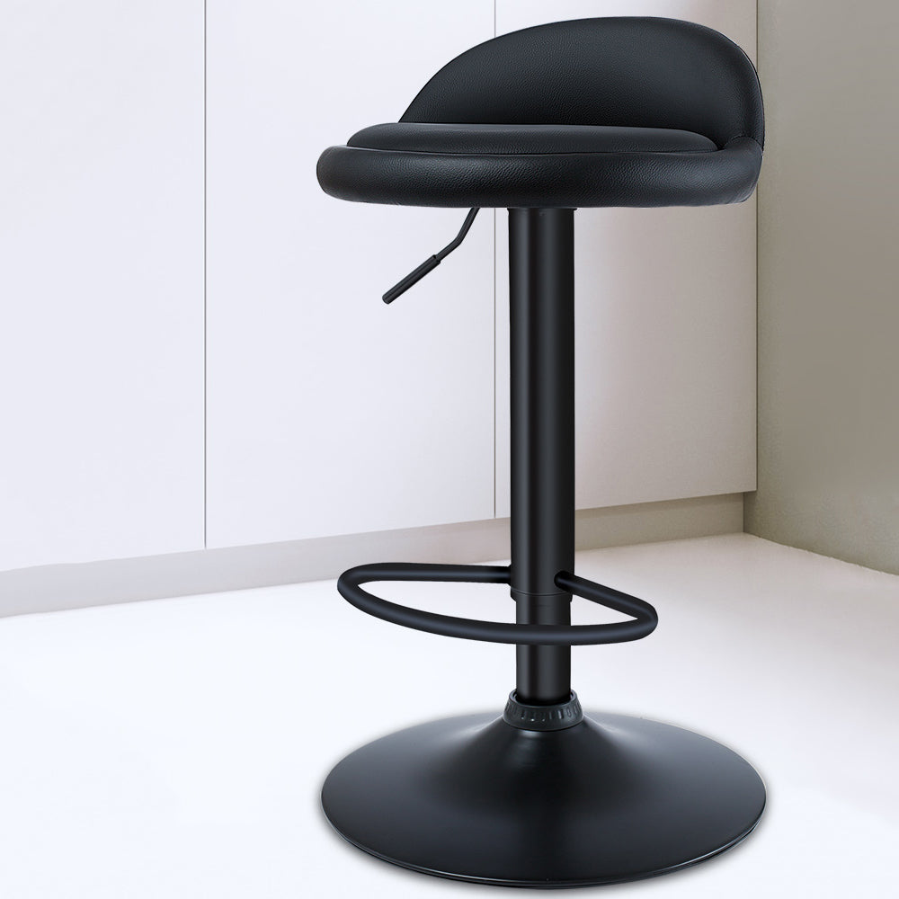 Black Modern Metal Bar Stool Adjustable Footrest Low Back Indoor Stool