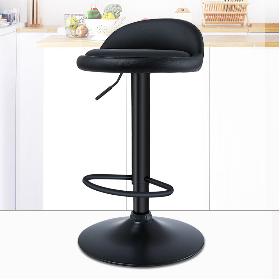 Black Modern Metal Bar Stool Adjustable Footrest Low Back Indoor Stool