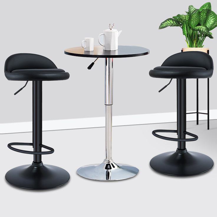 Black Modern Metal Bar Stool Adjustable Footrest Low Back Indoor Stool